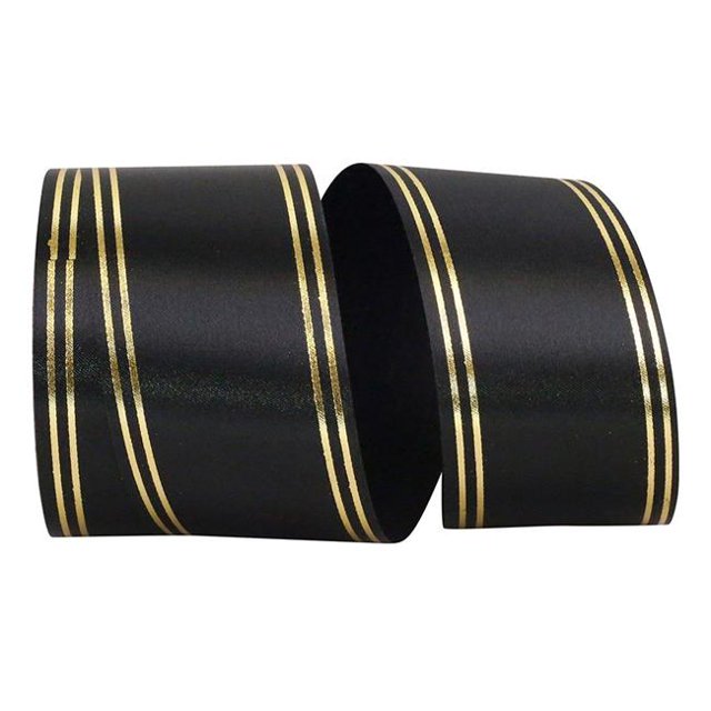 Reliant Ribbon 5503-031-40K 20.5 in. 50 Yards Quad Stripe Ribbon&44; Noir