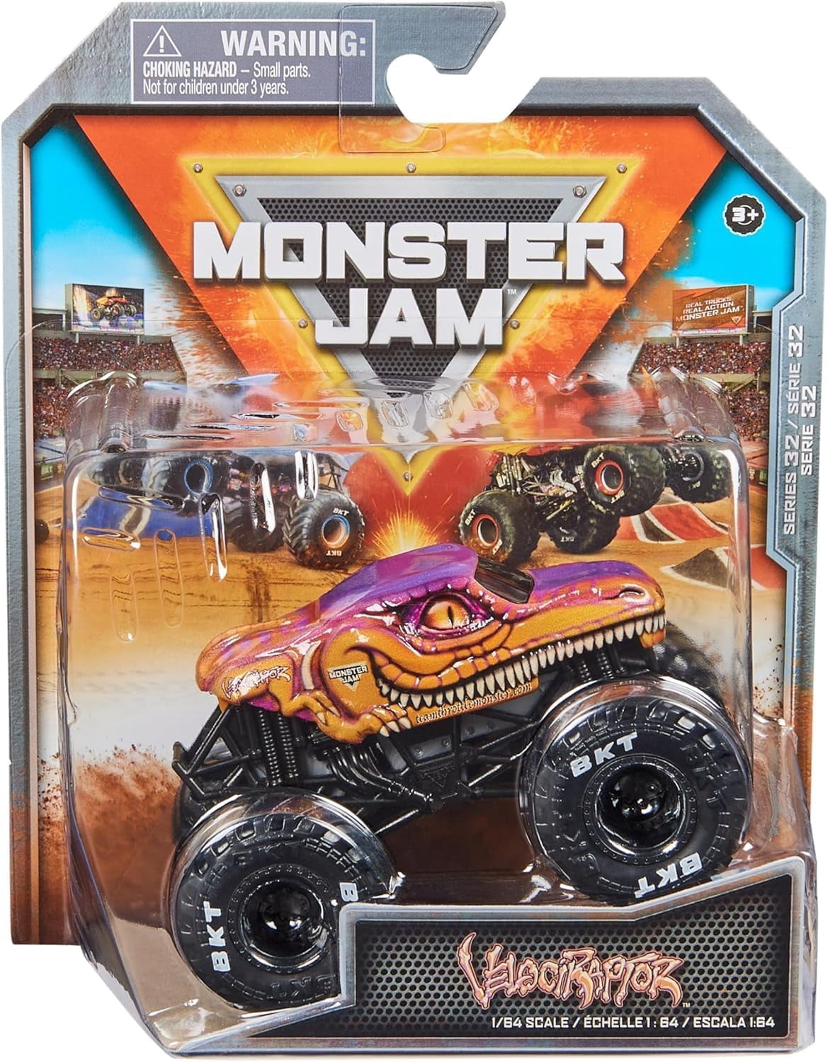 Monster jam Velociraptor & Jurassic Attack 1:64 Diecast Truck Bundle