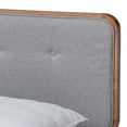 thumbnail image 5 of Baxton Studio Sofia Mid-Century Modern Light Grey Fabric Upholstered and Ash Walnut Finished Wood King Size Platform Bed, 5 of 10