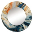 thumbnail image 2 of Designart "Aqua Symphony Teal Orange Expression" Abstract Rund Mirror For Wall Decor - Large Teal Round Print Mirror - Round Modern Mirror 29" x 29" Inch - Wall Mounted Round Large Mirror, 2 of 5