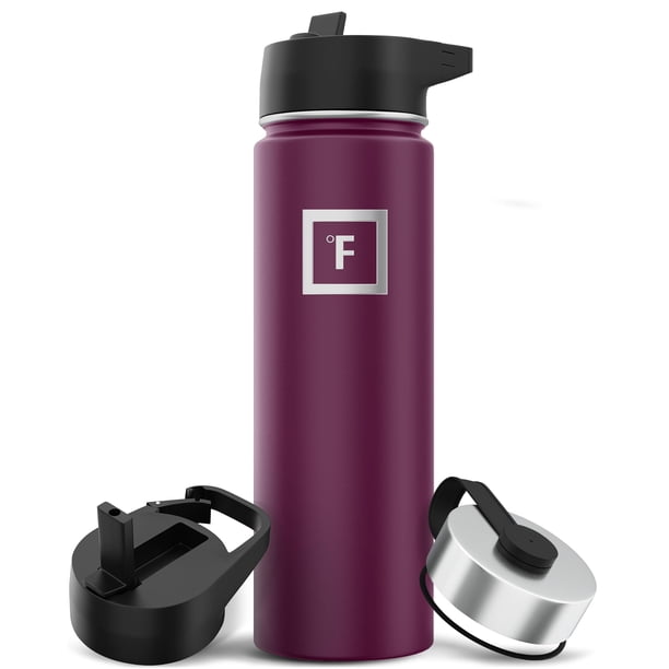 Botella de agua IRON °FLASK para acampar y senderismo, 650 ml, color burdeos