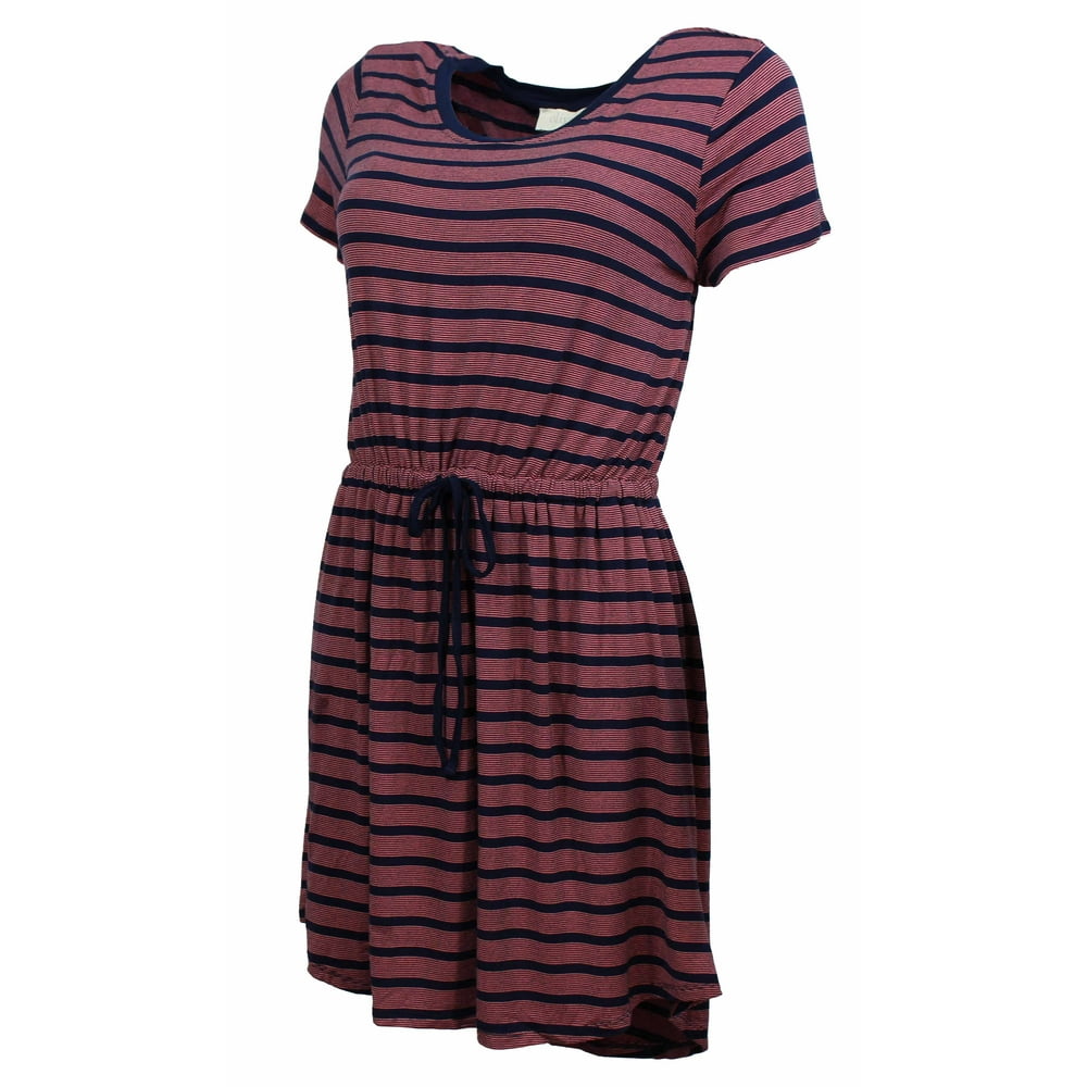 Olive & Oak - Olive & Oak Womens Jersey Knit Short Sleeve Dress (Navy/Coral, Medium) - Walmart