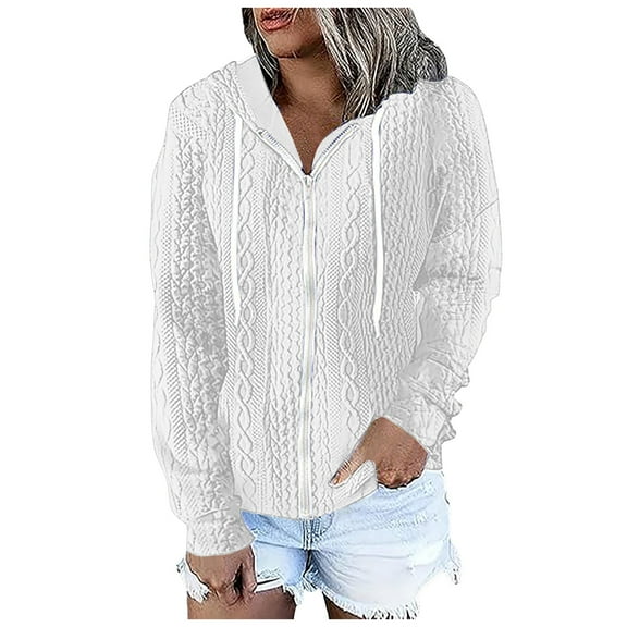 Womens Plus Size Hoodies Sweatshirt Long Sleeve Zip Up Drawstring Jacket Coat Outwear with Pocket(M-3XL)