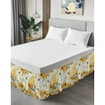 thumbnail image 4 of Sunflower Gnome Bed Skirt Queen Size 16 Inch Drop, Bee Yellow Flower Leaf Spring Plant Farm Adjustable Elastic Dust Ruffles Bedskirt for Queen Bed Wrap Around Pleated Mattress Frame Cover, 4 of 9