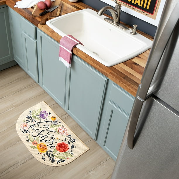 Mainstays Natures Trend Love Is Here Floral Kitchen Rug, Multicolor