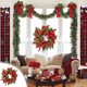thumbnail image 1 of Puntoco Corona de pino de Navidad Decoración navideña Colgante de puerta Colgante de pared Colgante de ventana Colgante de chimenea Anillo colgante de fiesta navideña, 1 of 6