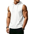 thumbnail image 2 of Men's Sleeveless Hoodie Casual Vintage Washed Muscle Tank Top Workout Gym Loose Fit Drawstring Hooded Shirt Summer Tops,XXL,White, 2 of 7