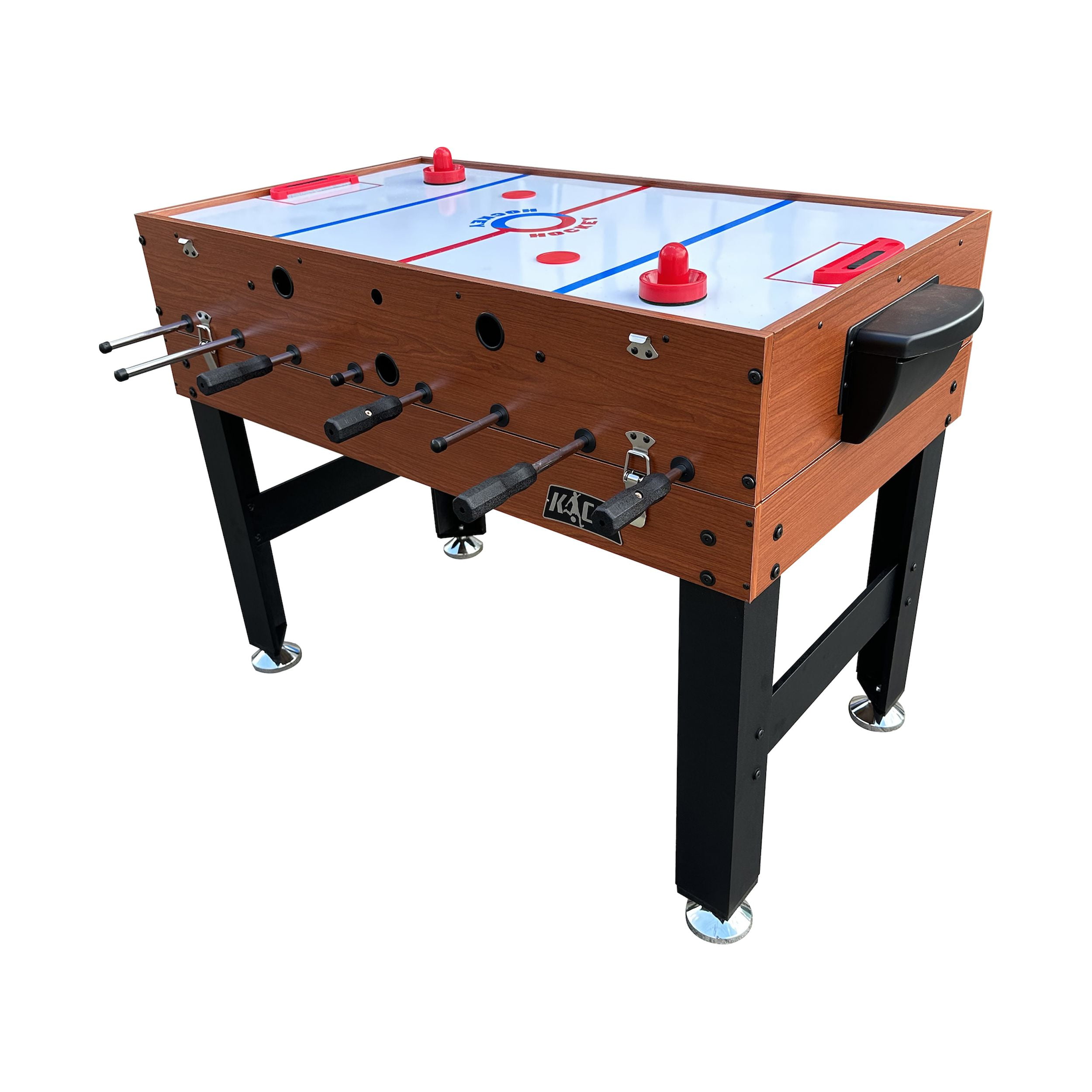 KICK Trio 48″ 3-in-1 Multi Game Table (Brown) - Game Table Set - Billiards, Air-Hockey, and Foosball