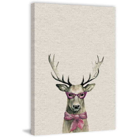 MARMONT HILL - Handmade Pink Buck II Print on Wrapped Canvas 12 x 18