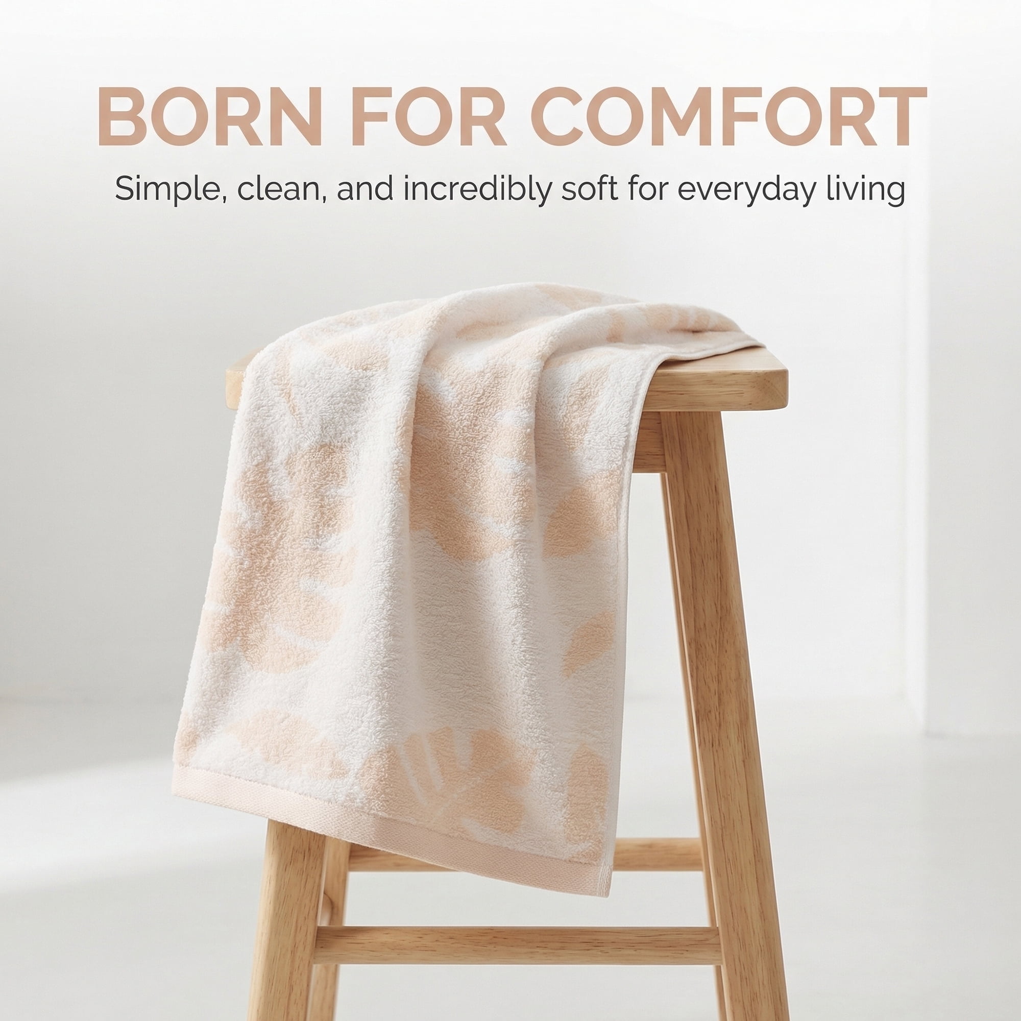 Unique Bargains Leaf Jacquard Soft Absorbent Cotton Hand Towel Yellow 1pc