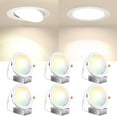 thumbnail image 1 of 6 Pack 6 Inch 5CCT Gimbal LED Recessed Lighting, Directional Adjustable Ceiling Downlight, Angled Dimmable Canless Light with Jbox, 2700K-5000K Selectable, 15W 100W Eqv, 1100LM, ETL&FCC, 1 of 6