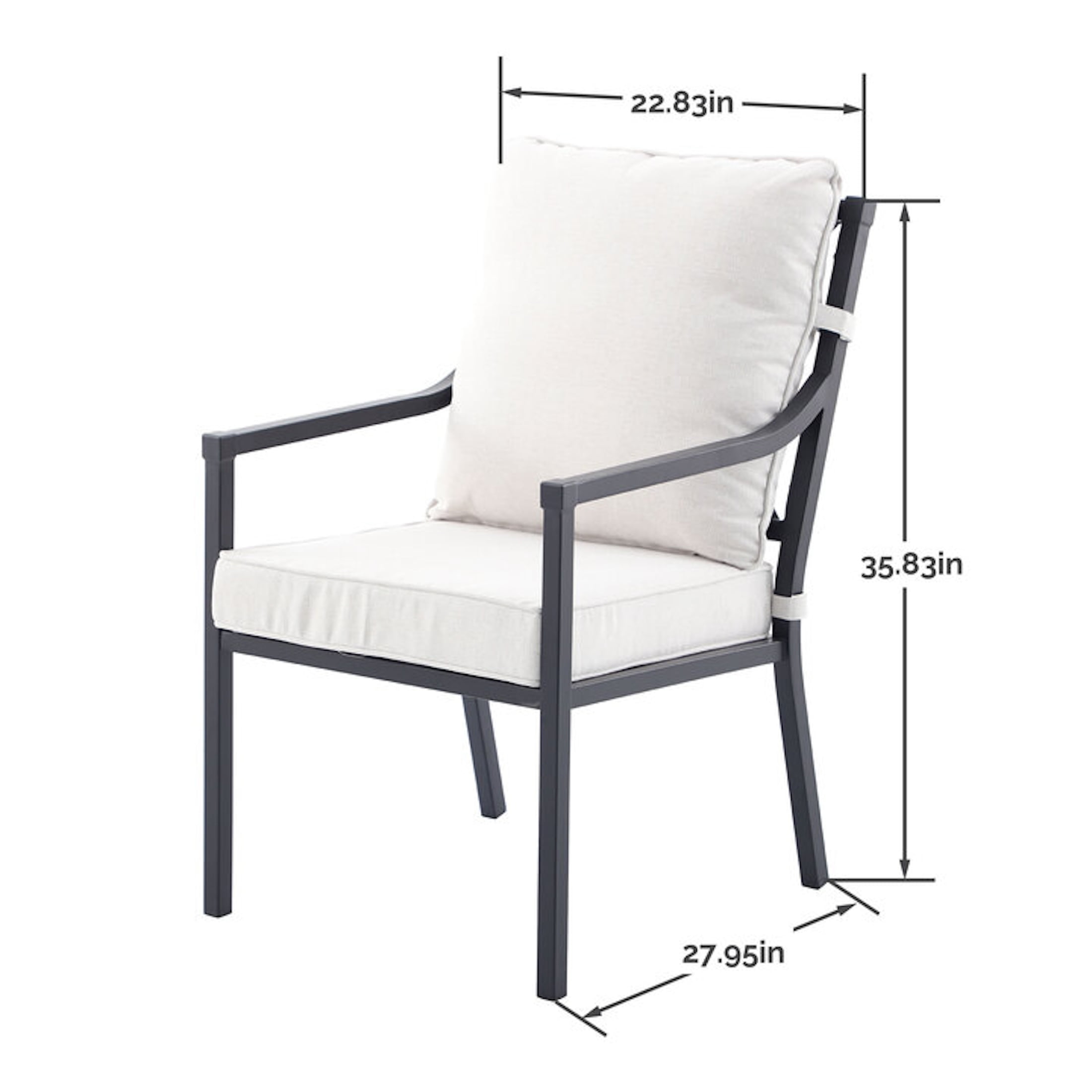 My Texas House Cambria 2-Pack Steel Outdoor Patio Dining Chairs, White/Black