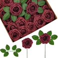 thumbnail image 1 of Flores Artificiales InnoGear de Espuma Rosas Falsas 50pcs Burdeos, 1 of 8