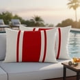 thumbnail image 4 of Red Vintage Outdoor Waterproof Pillow Covers, Geometric Stripes Simple Lines Decorative Rectangle Throw Pillowcase Sofa Cushion Sham for Patio/Couch/Chair, 20"x12" 2 Pack, 4 of 8