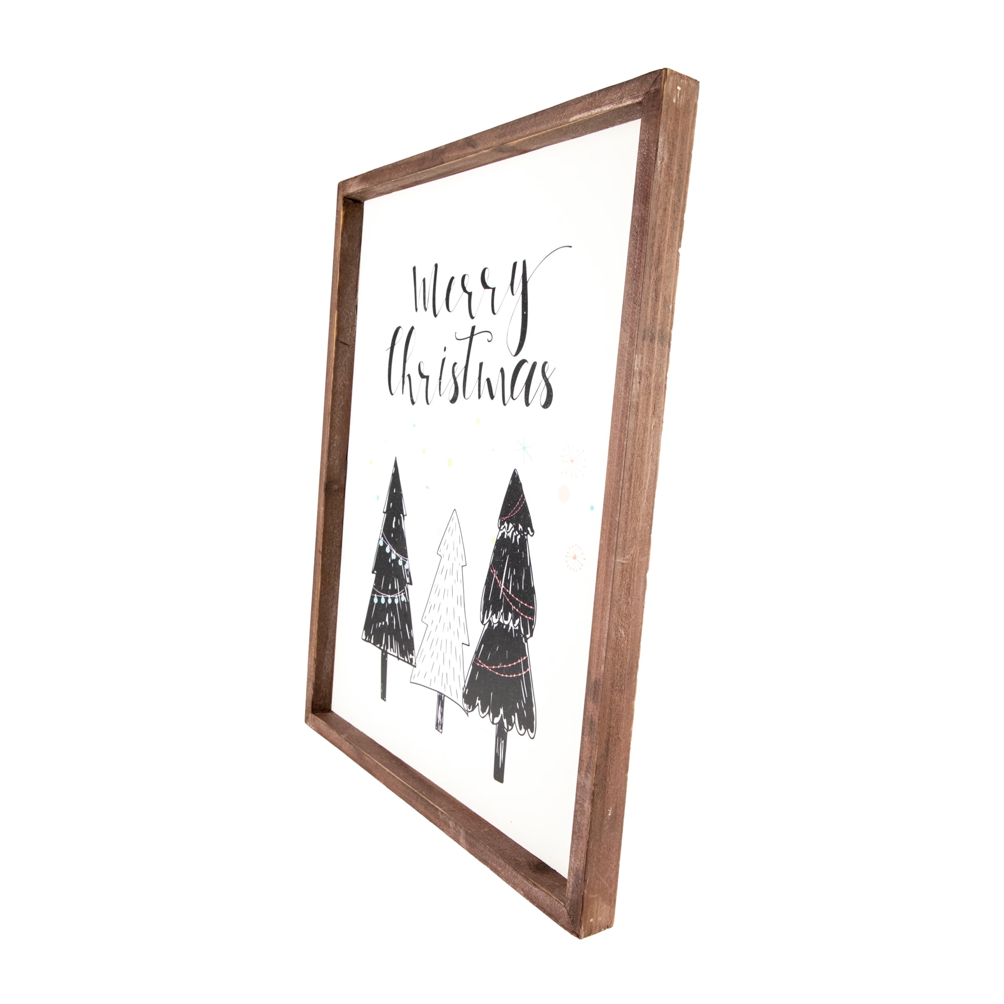 Northlight 19.5" Merry Christmas with Holiday Trees Wall Sign