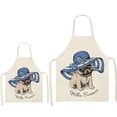 thumbnail image 1 of Awdenio Tablier Sans Manches en Coton Lin Imprimé Chien Carlin pour Cuisine, 1 of 1