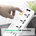 Surge Protector Power Strip Individual Switches, KOSIY Outlet Extender 2500W w/ USB Ports, Black