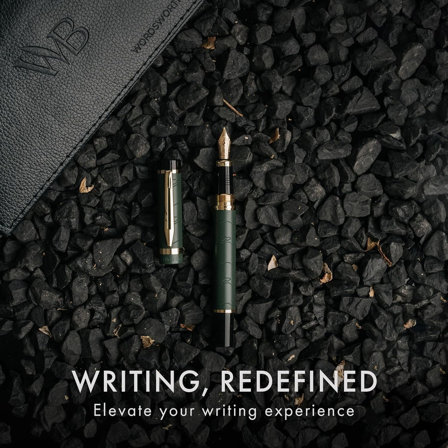 Wordsworth & Black Primori Fountain Pen Set [Green Gold]; Medium Nib, Gift Case, 24 Ink Cartridges, Refill Converter, Manual; Journaling, Calligraphy, Smooth Writing Pens; Left and Right Handed