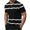 thumbnail image 2 of T Shirts for Men with Button Short Sleeve Crewneck Tees Tops Mens Casual Stripe Printed Pullover Slim Breathable Loungewear Workout Tshirts Shirt, 2 of 5