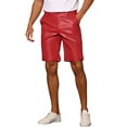 thumbnail image 4 of Pantalones cortos de cuero sintético INSPIRE CHIC para hombres, pantalones cortos de hip hop, motocicleta, fiesta y disco, 32 rojo, 4 of 6