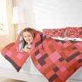 thumbnail image 4 of Homewish Cartoon Pixelate Miner Queen Comforter Set, Red Square Abstract Bedding Sets, Teens Kids Boys Girls Reversible Bedding Comforter Set, Ultra Soft Bedroom Decor, 3pcs, 4 of 8