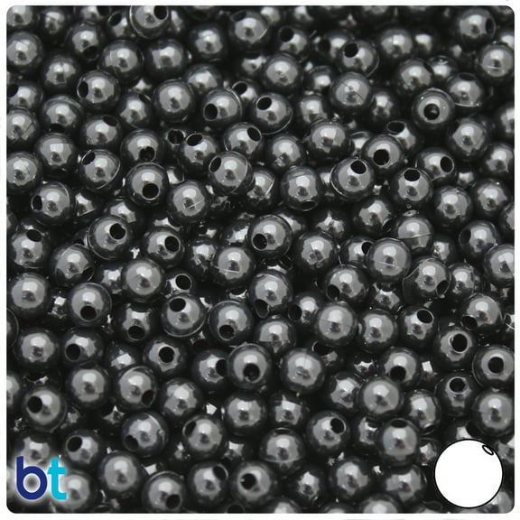 BeadTin Black Opaque 5mm Round Plastic Beads (700pcs)