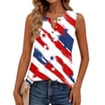 thumbnail image 4 of 4th Of July Shirts for Women Stars and Stripes Print Sleeveless Scoop Neck Botton Down Tunics Celebration Soft Summer Workwear T-Shirts,M,#01 White, 4 of 5