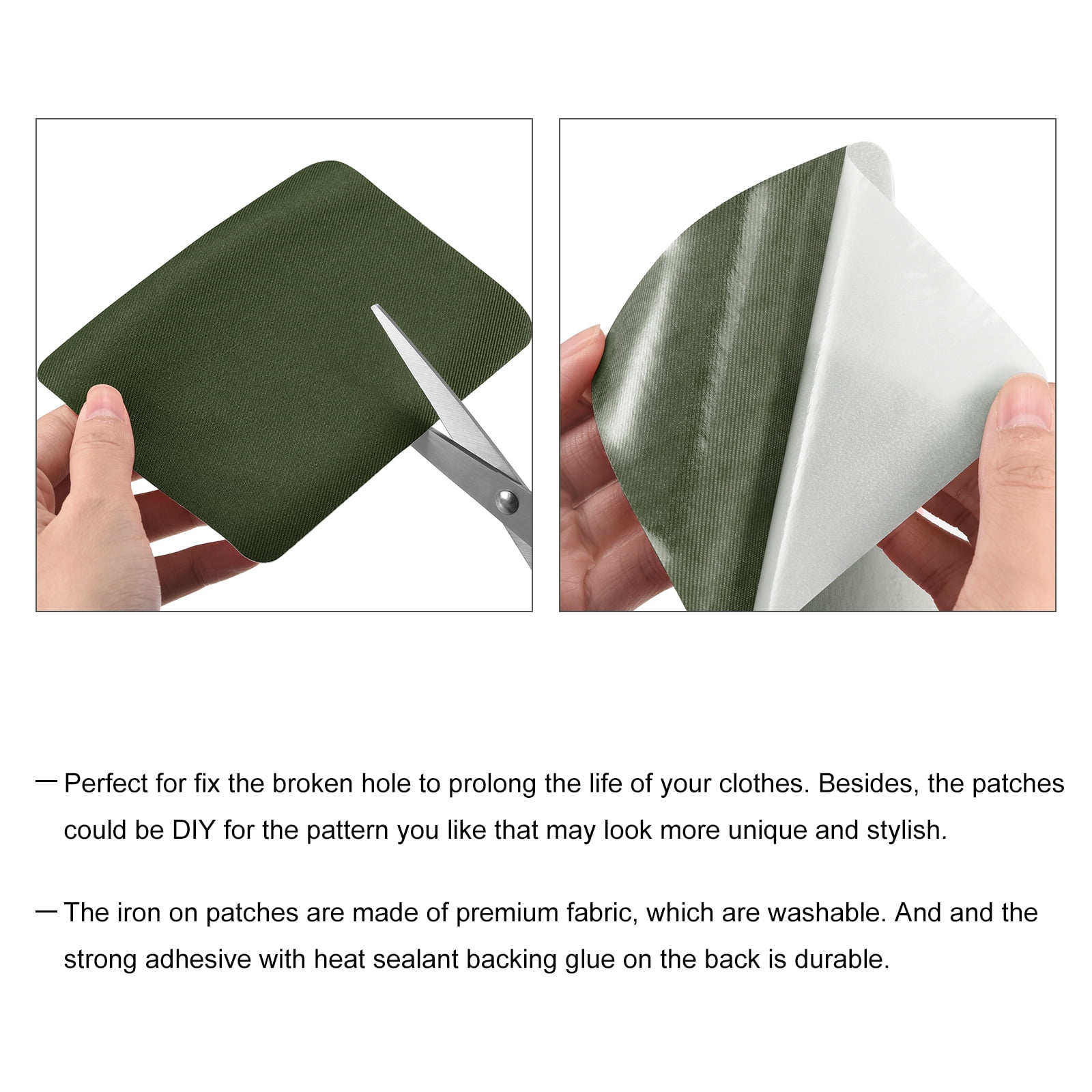 Unique Bargains Fabric Iron-on Patches for Clothes Repairing and Decoration Army Green