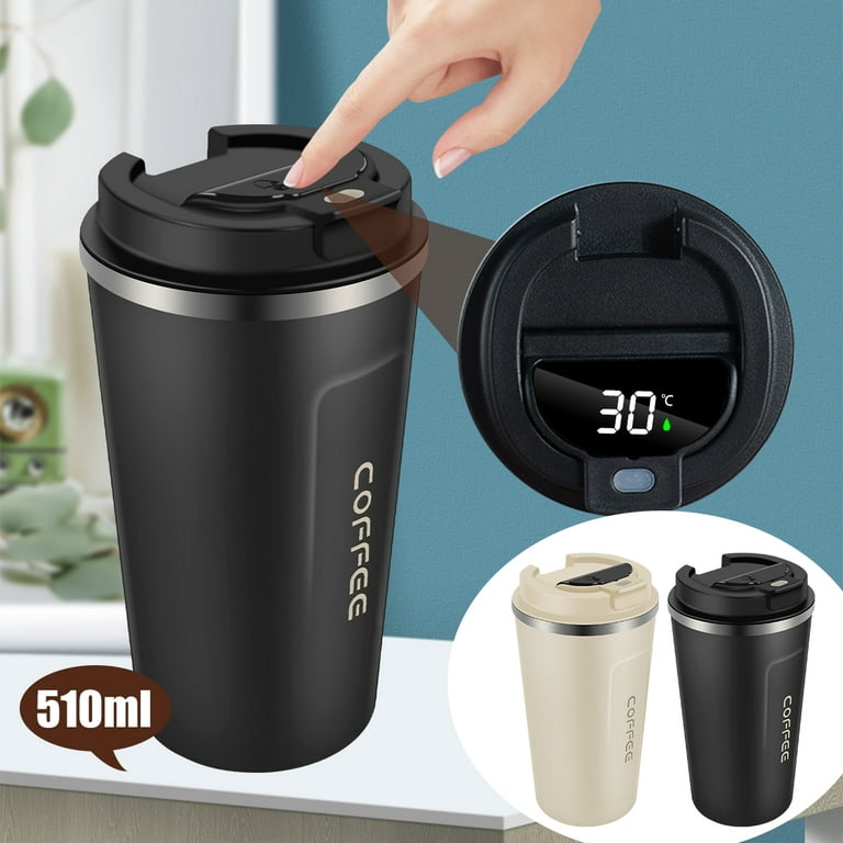 Coffee Thermos?Travel Mugs?500 ml LED Temperature Display Smart Water Cup, Stainless Steel Vacuum Drink Flasks, Car Portable Travel Tea Coffee Vacuum