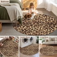 thumbnail image 5 of 7ft Round Rug, Leopard Printed Non-Skid Rubber Backing Large Area Rugs - Living Room Bedroom Home Office, Modern Animals Textured Brown Indoor Floor Mat Carpets Washable Rug, 5 of 9