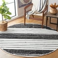 thumbnail image 2 of SAFAVIEH Striped Kilim Cedric Striped Cotton Area Rug, Black/Ivory, 6' x 6' Round, 2 of 8