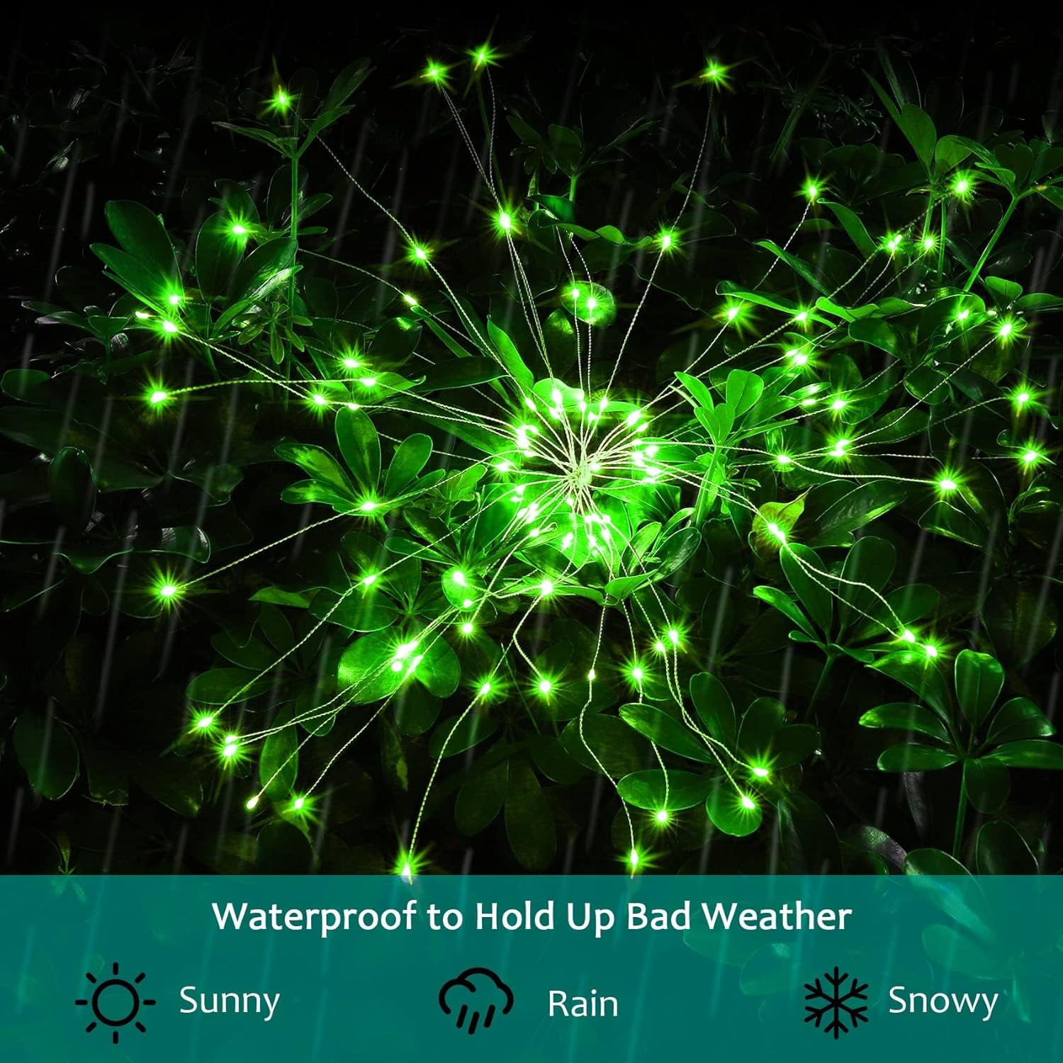 Solar Garden Lights Solar Firework Lights, 2 Pack 120 LEDs 2 Lighting Modes Solar Lights Outdoor Waterproof for Garden Patio Walkway Pathway Party Wedding Christmas Decorative - Green