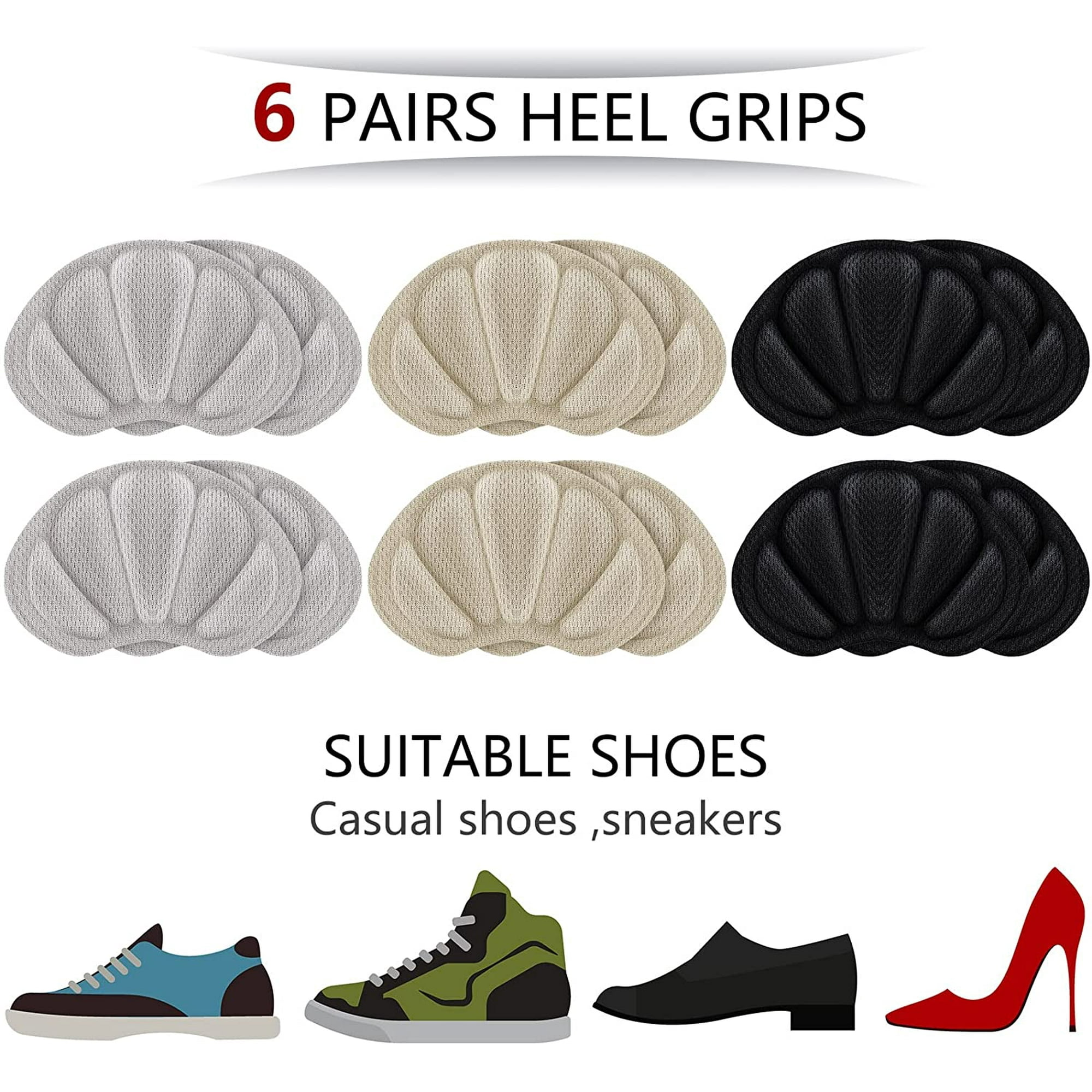 Cpdd 12 Pieces Heel Grips Liner Cushions Inserts For Loose Shoes Insert Pads For Too Big Shoes Heel Pads Snugs For Men Women Filler Improve Shoe Fit