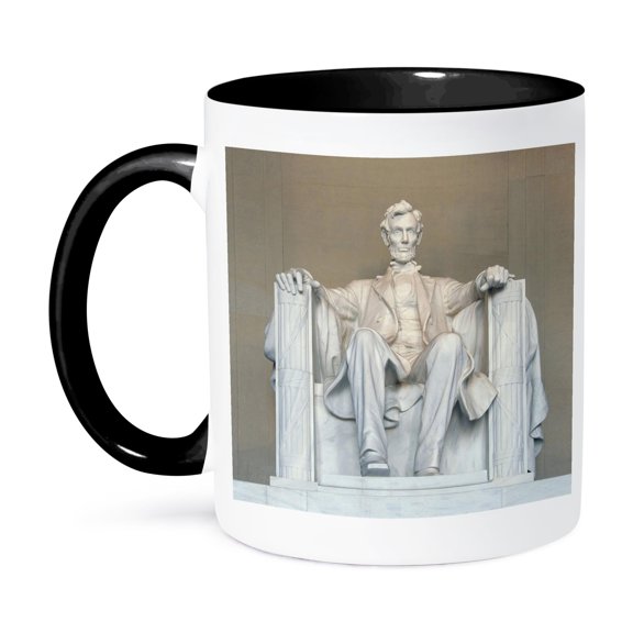3dRose, Abraham Lincoln Memorial, Washington DC - US09 RKL0011 - Raymond Klass, 11oz Two-Tone Black Mug