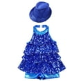 thumbnail image 3 of CHICTRY Kids Girls Modern Jazz Dance Tops with Hat Performance Competition Outfit Backless Sequins Leotard Royal Blue 14, 3 of 5