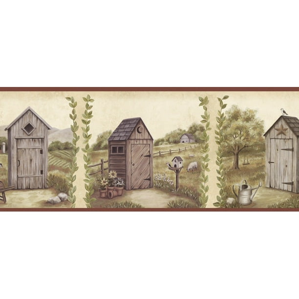 878351 Country Meadows Outhouse Wallpaper Border PUR44552b - Walmart