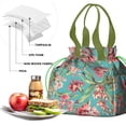 thumbnail image 4 of Pioneer Flower Floral Print Pattern Drawstring Lunch Bag Women - Drawstring Lunch Bag Insulated for Work Office - Stain-Resistant Large Lunchbags for Women with Multi-Pockets, 4 of 6