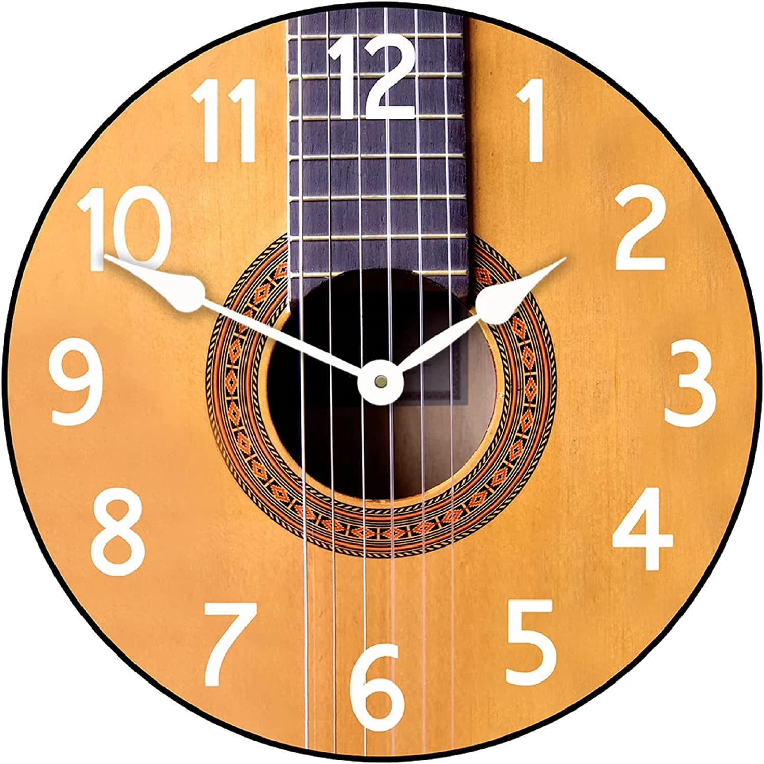 Guitar Clock Music Clock Beautiful Color, Silent Mechanism, Made in USA