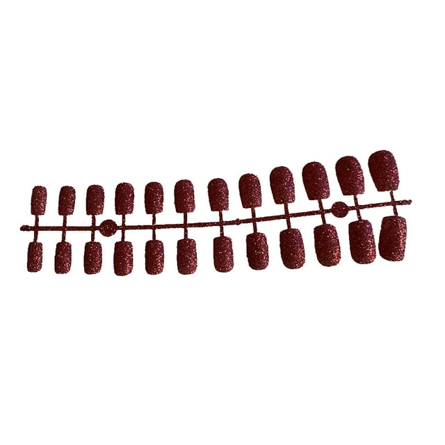 24 Pieces False Nails Glitter Square Pattern Press on Artificial Nail Tips Elegant Full Wrapping Beauty Kit Manicure Decoration red