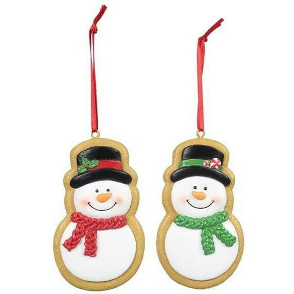 YI Christmas Decor -  Snowman Gingerbread Cookie Ornaments 2pc
