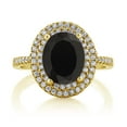 thumbnail image 3 of Gem Stone King 18K Yellow Gold Plated Silver Black Onyx Ring for Women | 3.80 Cttw | Oval 9X7MM | Gemstone Birthstone | Wedding Engagement Anniversary Promise Ring for Women| Size 6, 3 of 5