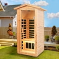 thumbnail image 5 of 1 Person Outdoor Home Far Infrared Sauna, 1560W Old Fir Outdoor Infrared Sauna Dry Sauna with Color Lighting & Bluetooth Speaker Reading light & Touch control for Backyard, 5 of 12