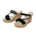 thumbnail image 2 of HAOTAGS Wedge Sandals for Women Slide Sandals High Heel Platform Casual Beach Shoes Black Size 5.5, 2 of 9