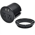 thumbnail image 3 of ApexDesk Ul Certified Desktop Power Grommet with Two Power Sockets, Two Quick USB Charging Ports, 6ft Power Cord and Lock Ring (Black), 3 of 5