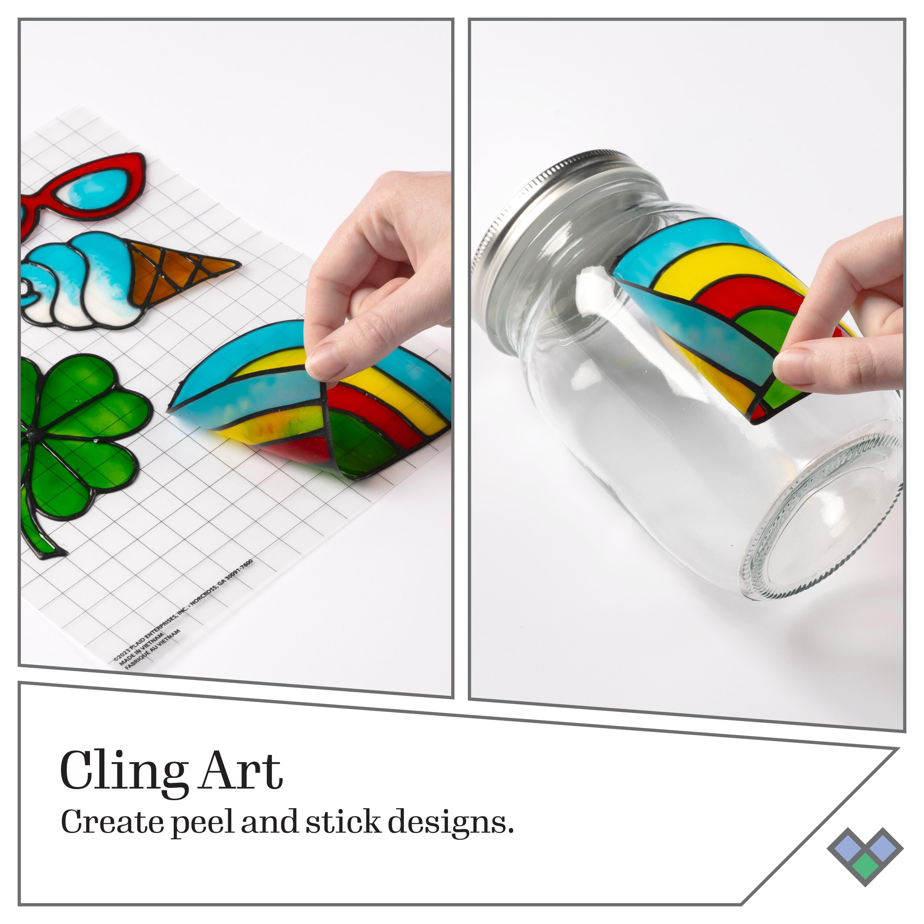 Gallery Glass Window Cling Art Kit, 10 Piece Set Including 3 Pattern Sheets, 6 Stained Glass Paints and 1 Liquid Leading