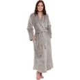 thumbnail image 1 of Silver Lilly Womens Robe - Plush Fleece Bathrobe - Full Length Robe with Shawl Collar - Light Grey, XX-Large, 1 of 6