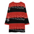 thumbnail image 3 of Musical Notes Red And Black Background Loose Dress Evening Dress Summer Dresses for Women Luxury Dress Long Sleeved Dress, 3 of 4