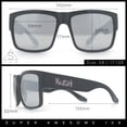 thumbnail image 3 of Mens Kush Graffiti Logo Thick Arm Rectangle Horn Rim Plastic Sunglasses Black Silver - Orange Mirror, 3 of 8