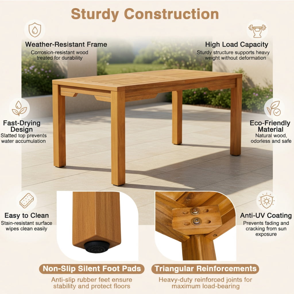Hommoo Acacia Wood Outdoor Garden Bench, 2-Person Curved Backless Bench for Patio, Deck & Balcony, Natural Finish