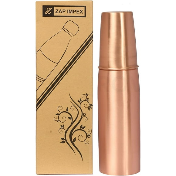 UTAH-Travellers 100% Pure Copper Water Bottle with Glass for Ayurvedic Benefits - Designer Water Pitcher Bottles, Joint Free